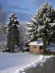 Gartenhaus im Winter