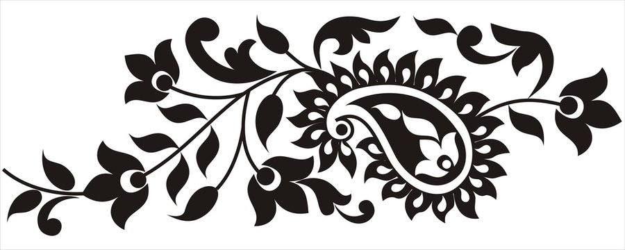 traditional paisley floral motif , henna design , Rajasthan, India