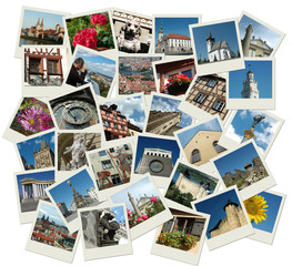 Fototapeta na wymiar Stack of old shots with central and eastern europe landmark