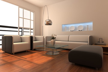 3d rendering interior of a modern living room