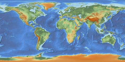 Weltkarte mit Relief