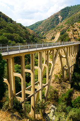 Fototapeta premium Mountain bridge over the river