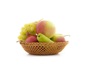 Apples, pears and grapes appetizing autumn fruit