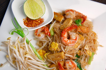 Thai food ,Fried noodle with shrimp
