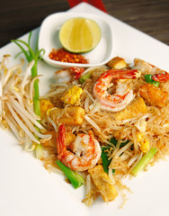 Thai food ,Fried noodle with shrimp