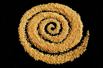 Spiral made of bulgur wheat groats