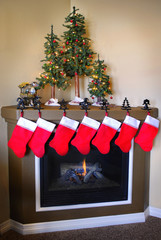 Christmas Stockings and Fireplace