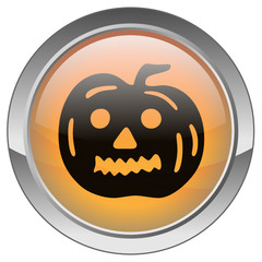 Halloween button with Scary Pumpkin