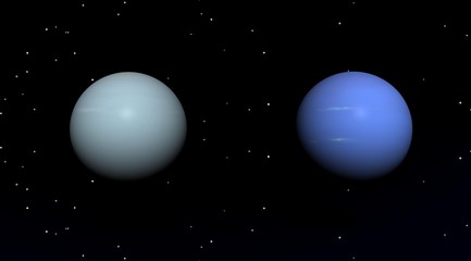 Fototapeta na wymiar planets blue uranus and pluton