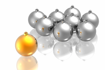 Unique golden christmas decoration on the white background
