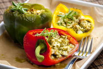 baked peppers filled with feta cheese