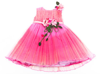Baby pink dress with a bouquet on the belt