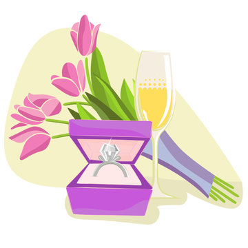 wine flower and ring vector