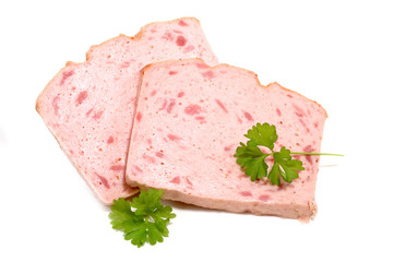 Zwei Scheiben bayerischer Leberkäse