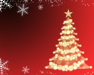 Yellow Christmas Tree With Star On Red