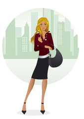 Modern-day urban beauty with a bag