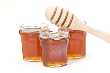 honey and wooden drizzler