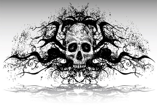 vector illustration tattoo design set (skull)