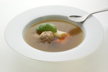 vegetable soup with organic carrot and meat balls