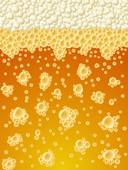 Abstract foamy light beer vertical vector background.