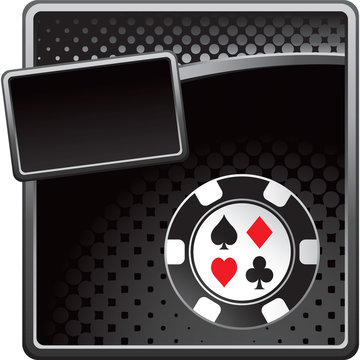 Casino chip on black halftone advertisement