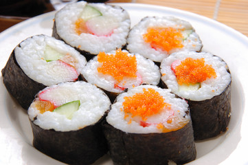 japanese traditional sushi rice roll close up