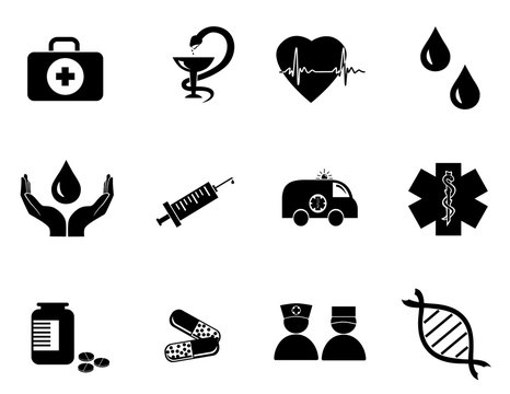 vector of black and white medicine icons
