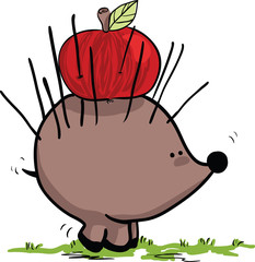 hedgehog with apple