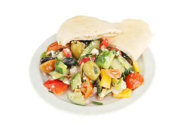 Greek salad and pitta bread