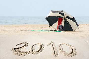 new year 2010 on beach