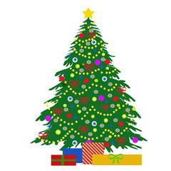 Christmas tree and gifts illustration