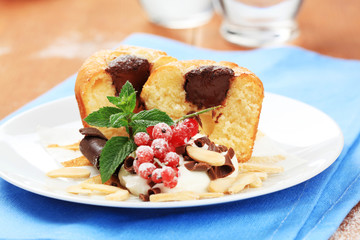 Chocolate filled sponge cake