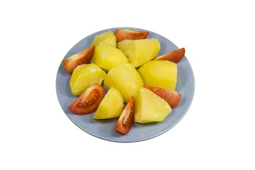 Potato with tomatoes on a plate