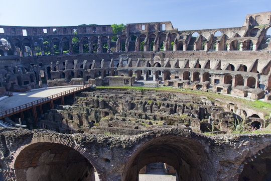 Ancient Colosseum Inside Rome Italy