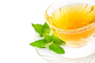 Herbal tea with fresh mint. (Low depth of field)