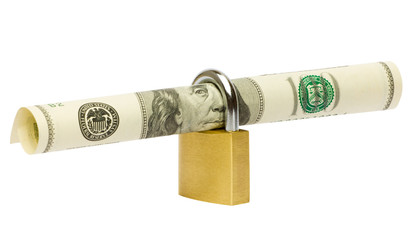 Locked dollar banknotes