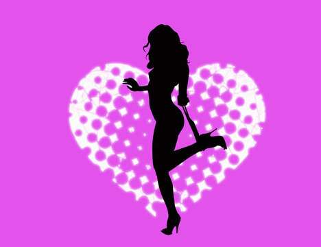 Sexy silhouette on heart