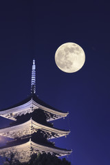東寺と満月