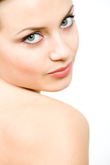Naklejka premium attractive young woman with nacked shoulder