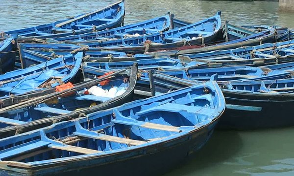 BARCAS AZULES EN ESSAOUIRA (costa atlántica de Marruecos)