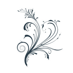Vectorized scroll design element with floral ornaments