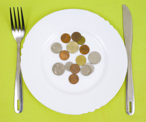coins on a plate