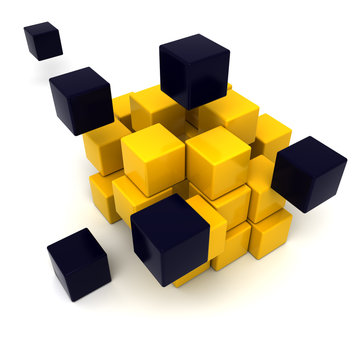 Yellow and black cubic background
