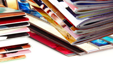 Stack of colorful magazines