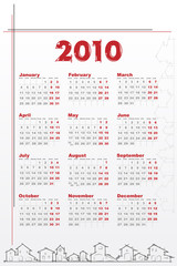 2010 Calendar with houses