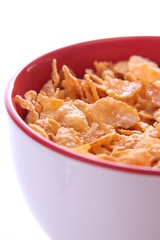 Corn Flakes In Red/White Bowl