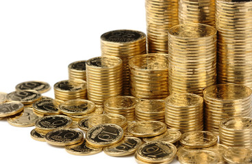 Closeup of golden coins