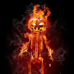 Papier Peint photo Lavable Flamme Halloween - Série d& 39 illustrations enflammées