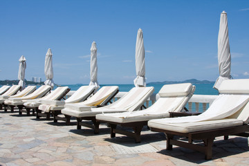 Swimming pool on a sunny day.Pattaya city in Thailand