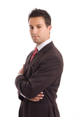 Young business man portrait in white background